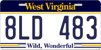 WV license plate 8LD483