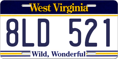WV license plate 8LD521