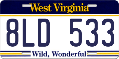 WV license plate 8LD533