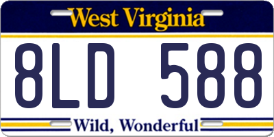 WV license plate 8LD588