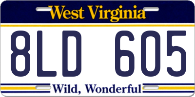 WV license plate 8LD605