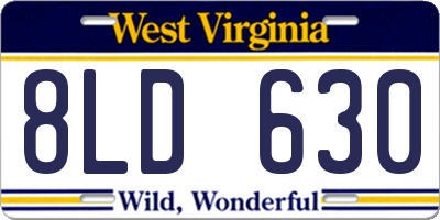 WV license plate 8LD630