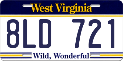 WV license plate 8LD721