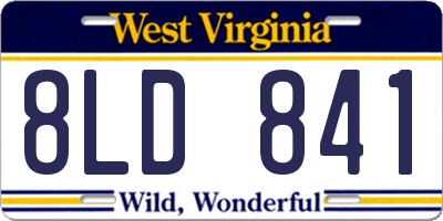 WV license plate 8LD841