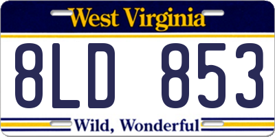 WV license plate 8LD853