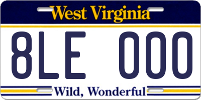 WV license plate 8LE000