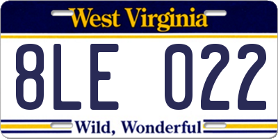 WV license plate 8LE022