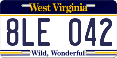 WV license plate 8LE042