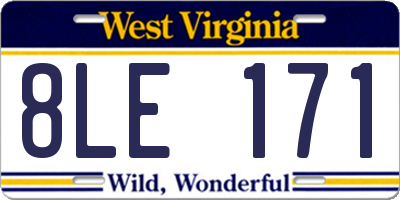 WV license plate 8LE171