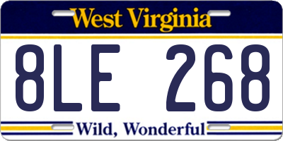 WV license plate 8LE268