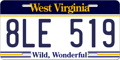 WV license plate 8LE519