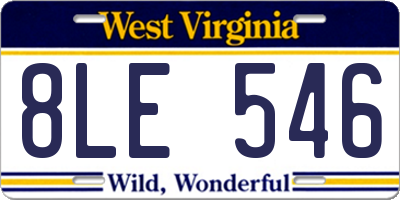 WV license plate 8LE546