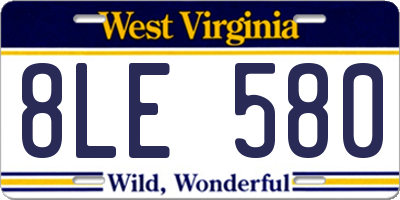 WV license plate 8LE580