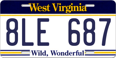 WV license plate 8LE687