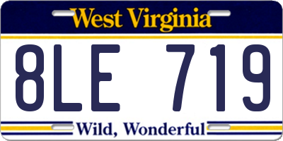 WV license plate 8LE719