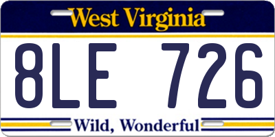 WV license plate 8LE726