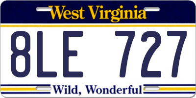 WV license plate 8LE727