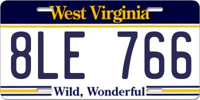 WV license plate 8LE766