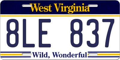WV license plate 8LE837