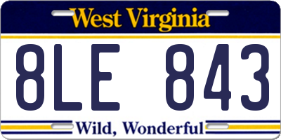WV license plate 8LE843