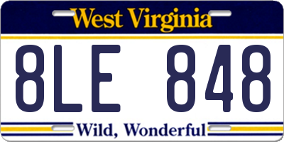 WV license plate 8LE848