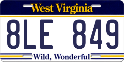 WV license plate 8LE849