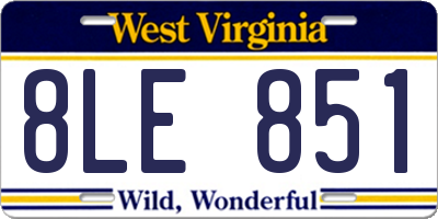 WV license plate 8LE851