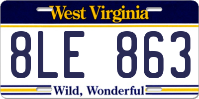 WV license plate 8LE863