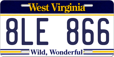 WV license plate 8LE866