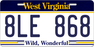 WV license plate 8LE868
