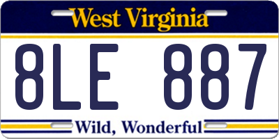 WV license plate 8LE887