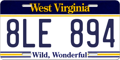 WV license plate 8LE894