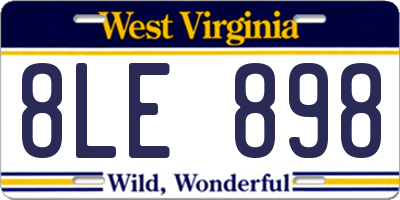 WV license plate 8LE898