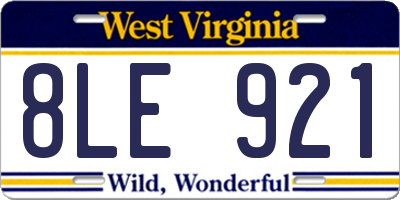 WV license plate 8LE921