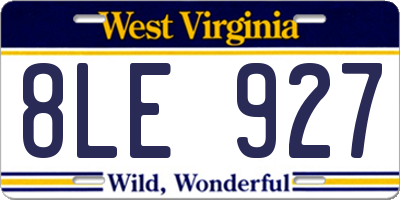 WV license plate 8LE927