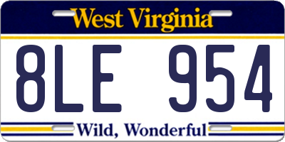WV license plate 8LE954