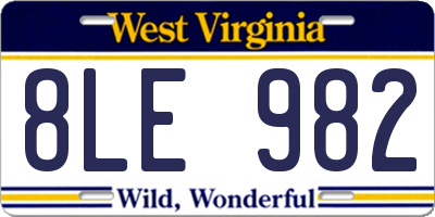 WV license plate 8LE982