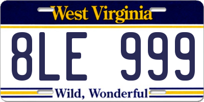 WV license plate 8LE999