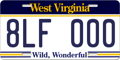 WV license plate 8LF000