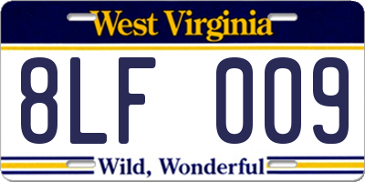 WV license plate 8LF009