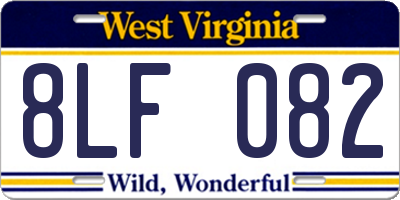 WV license plate 8LF082