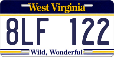 WV license plate 8LF122