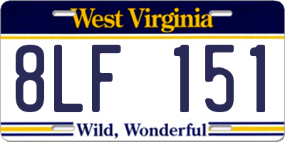 WV license plate 8LF151