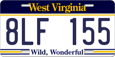 WV license plate 8LF155
