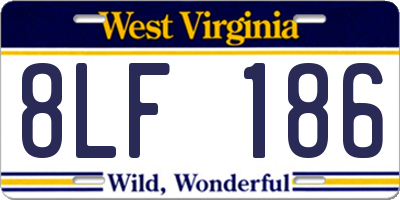 WV license plate 8LF186