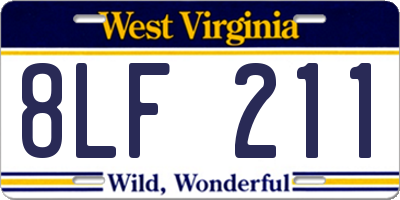 WV license plate 8LF211