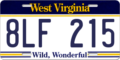 WV license plate 8LF215