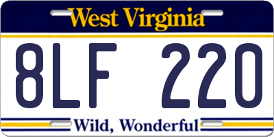 WV license plate 8LF220