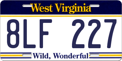 WV license plate 8LF227