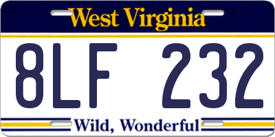 WV license plate 8LF232